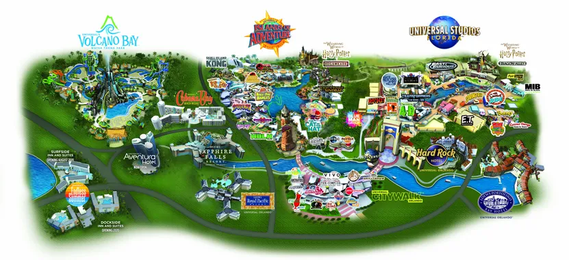 Mapa dos parques em Orlando