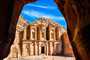 Vista deslumbrante do Ad Deir - Mosteiro na antiga cidade de Petra, Jordânia Património Mundial da UNESCO